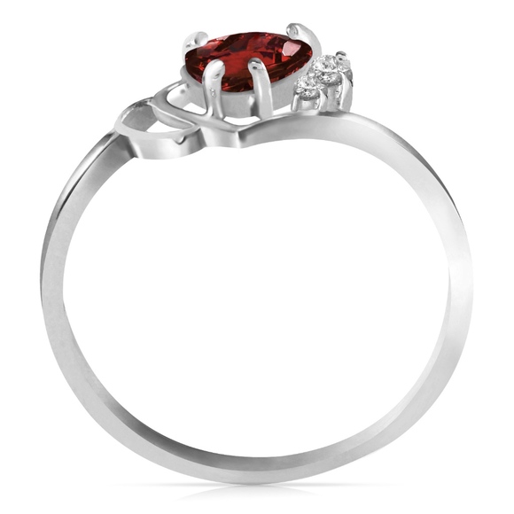 GOLD RING WITH NATURAL DIAMONDS & GARNET - Picture 2 of 4